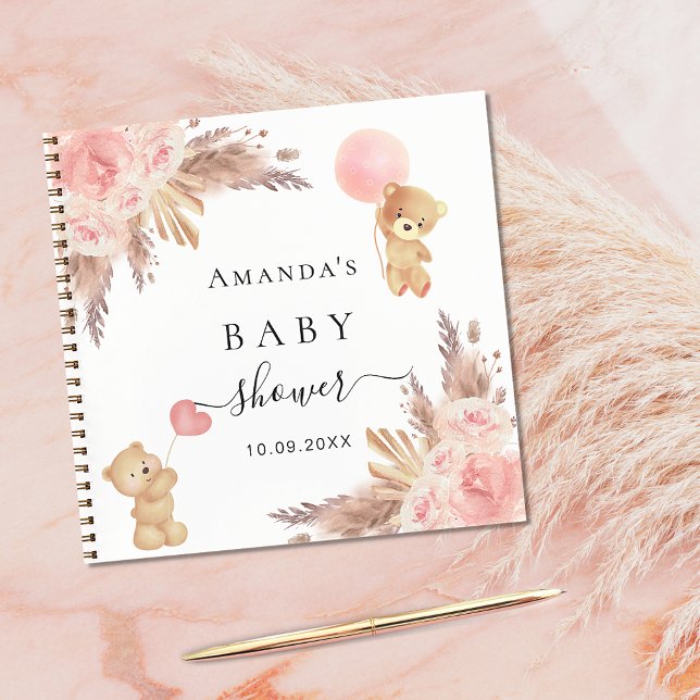 Cuaderno Colas de oro de rosa de pampas de Baby Shower (Subido por el creador)