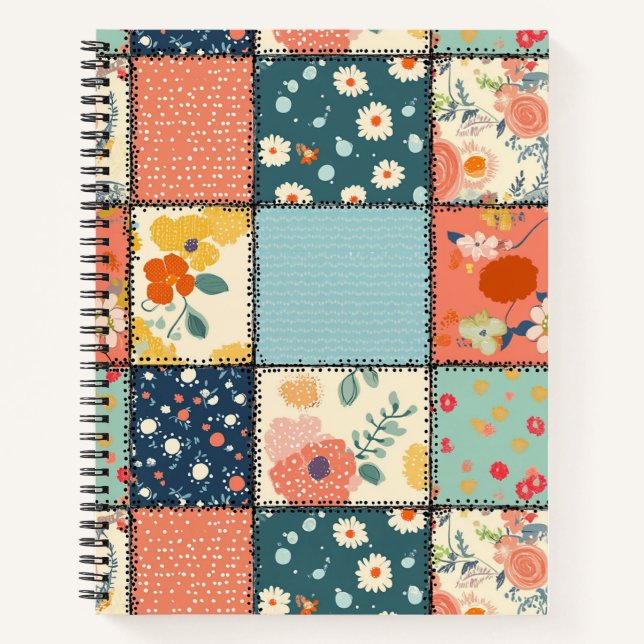 Cuaderno Colcha Colorida de Parche con Estampado Divertido (Anverso)