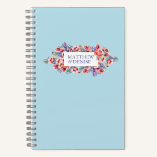 Cuaderno Colección de amapola con fondo azul azucarado con