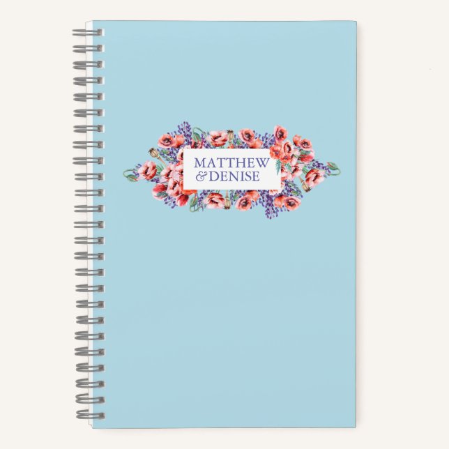 Cuaderno Colección de amapola con fondo azul azucarado con  (Anverso)