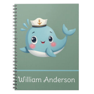 Cuaderno Colección de ballena azul linda para niños persona