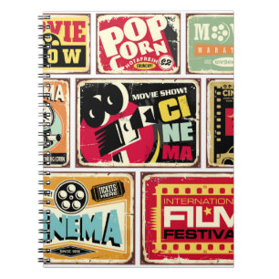 Cuaderno Colección de carteles de estaño de cine de época.