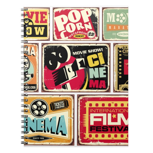 Cuaderno Colección de carteles de estaño de cine de época.  (Frente)
