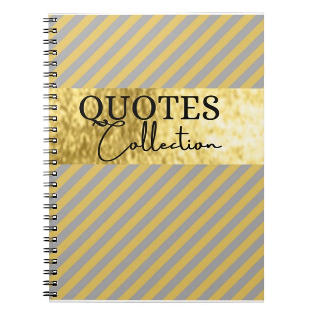 Cuaderno colección de citas grises y doradas (Frente)