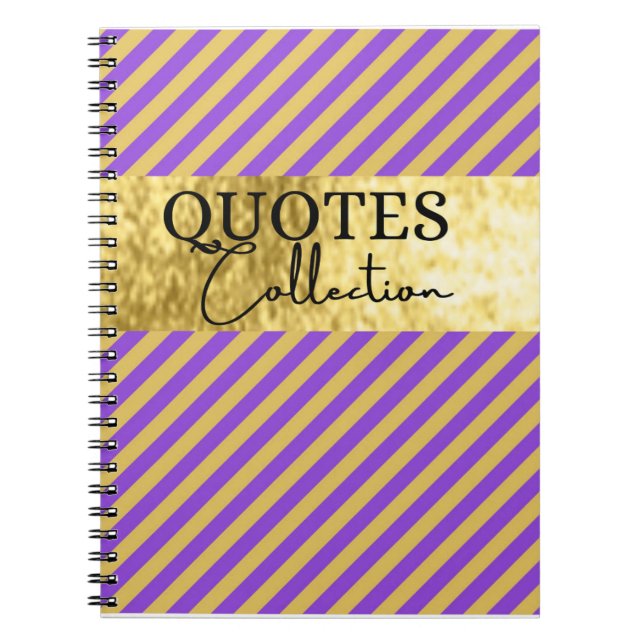 Cuaderno colección de citas púrpura y dorado (Frente)