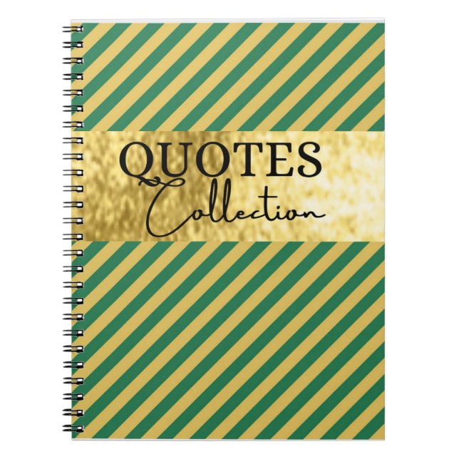 Cuaderno colección de comillas verdes y doradas (Frente)