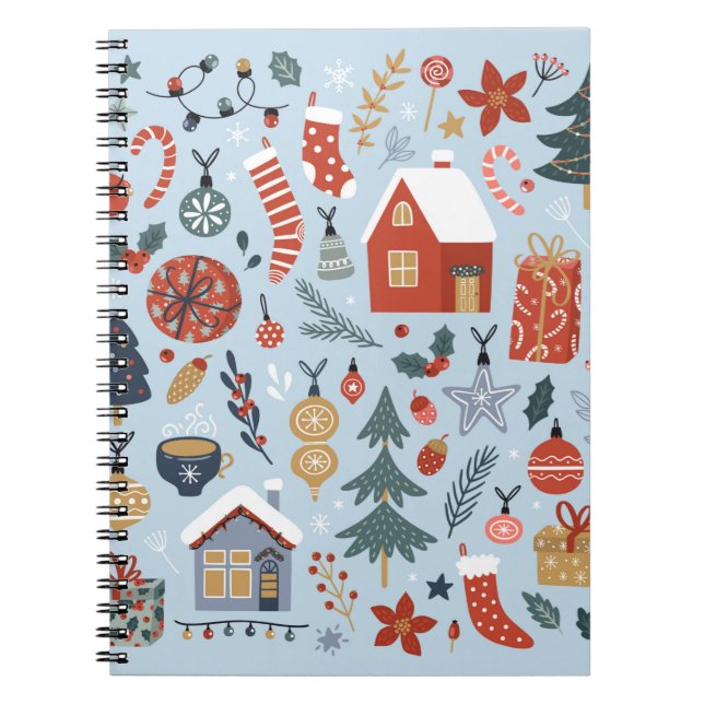 Cuaderno Colección de elementos decorativos de invierno par (Frente)