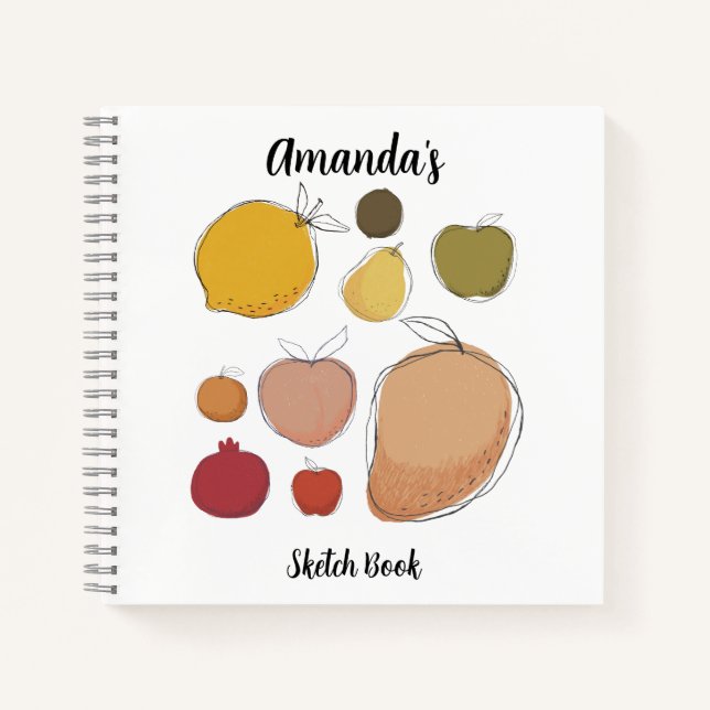 Cuaderno Colección de frutas de doodle cutáneo (PERSONALIZE (Anverso)