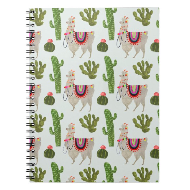 Cuaderno Colección de Llamarama | Patrón Cactus & Llama (Frente)