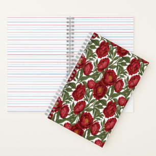 Cuaderno Colección de Peonía Roja Vibrante Fiesta Personali