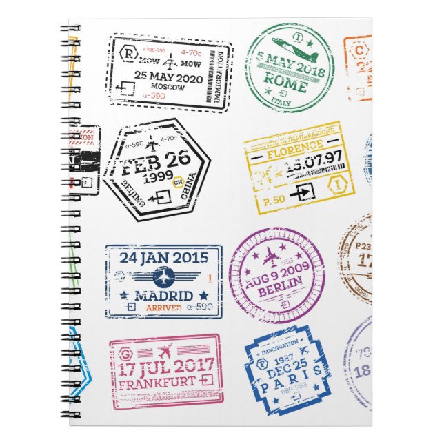 Cuaderno Colección de sellos de pasaporte aislados en blanc (Frente)