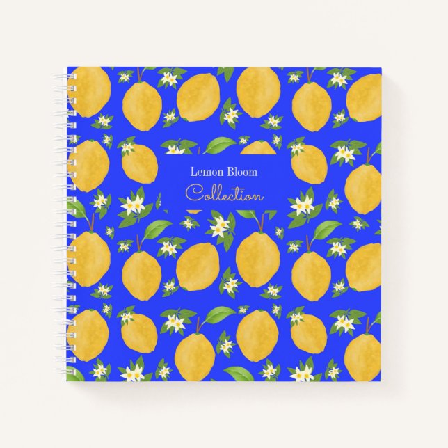 Cuaderno Colección Lemon Bloom azul estampado (Anverso)