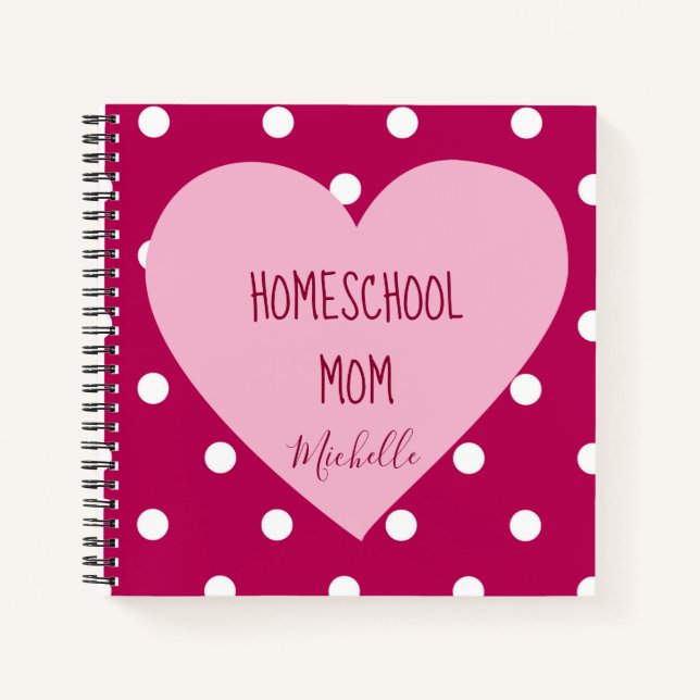 Cuaderno Colegio doméstico Mamá pink polka puntos (Anverso)