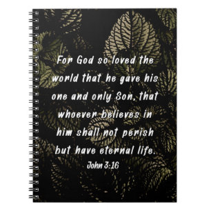 Cuaderno Coleus Salaves Planta John 3:16 Verse de la Biblia