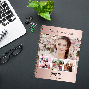 Cuaderno Colgajo de fotos personalizado de oro rosa