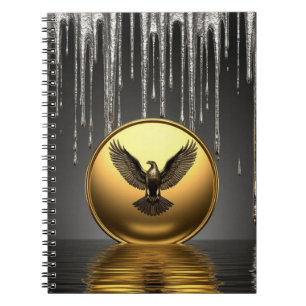Cuaderno Colgante de Águila Dorada Goteando Metal Líquido