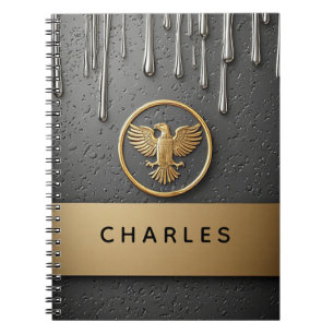 Cuaderno Colgante de Águila Dorada Goteando Metal Líquido