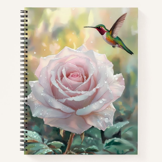 Cuaderno Colibrí acuarela y espiral rosa rosa rosa (Anverso)