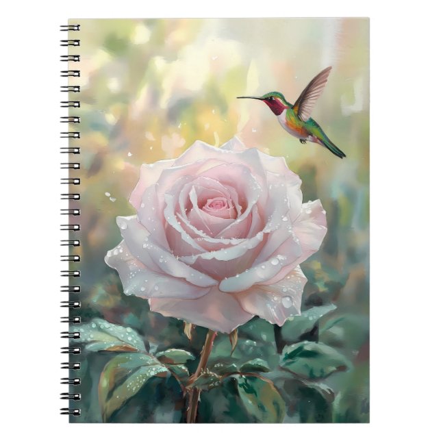 Cuaderno Colibrí acuarela y rosa rosa (Frente)