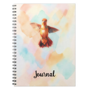Cuaderno Colibrí Arte de Aves Acuarela Personalizable
