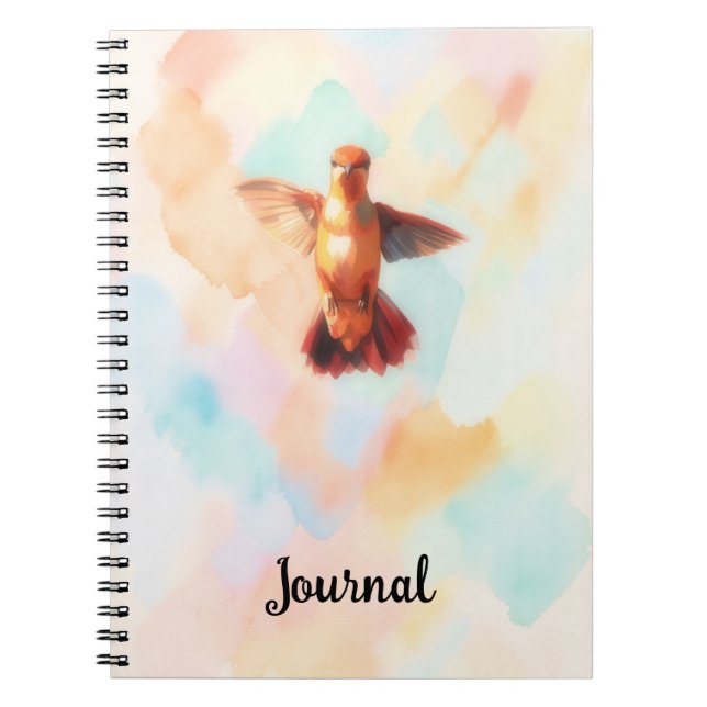 Cuaderno Colibrí Arte de Aves Acuarela Personalizable (Frente)