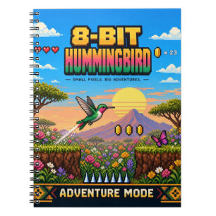 Cuaderno Colibrí, arte de píxeles retro de 8 bits