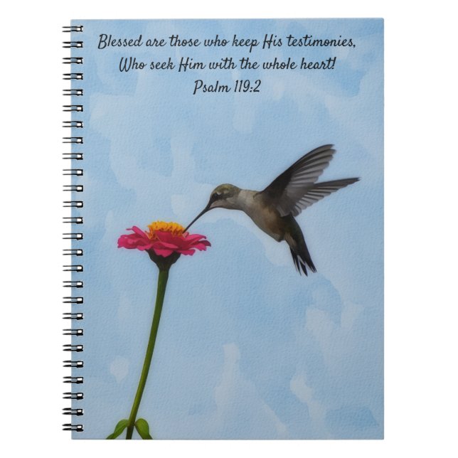 Cuaderno Colibrí Buscando Verso Bíblico de Néctar Oración (Frente)