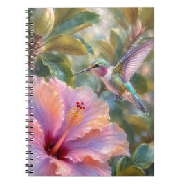 Cuaderno Colibrí con Acuarela de Hibisco