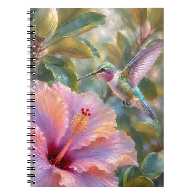 Cuaderno Colibrí con Acuarela de Hibisco (Frente)