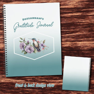 Cuaderno Colibrí en la Verde azulada cubierta de gratitud d