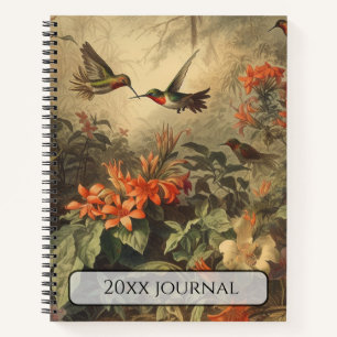 Cuaderno Colibrí Naturalista Antiguo   Arte con Nombre Pers