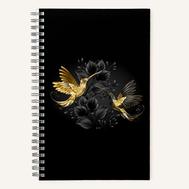 Cuaderno Colibrí negro y dorado (Anverso)