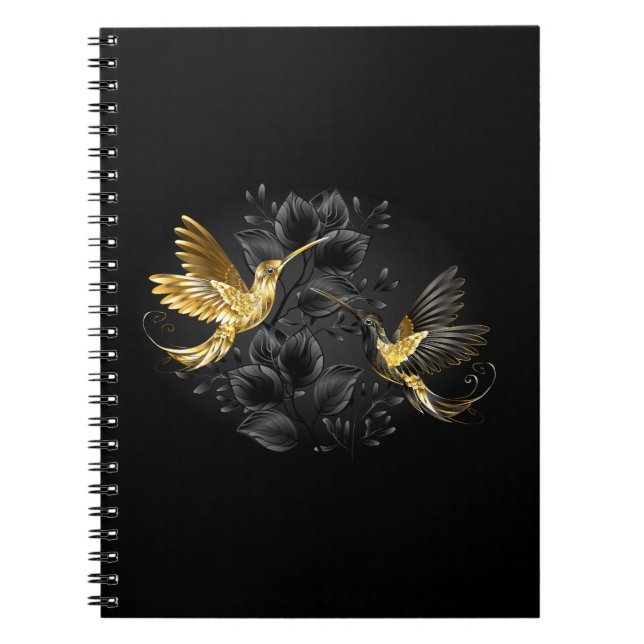 Cuaderno Colibrí negro y dorado (Frente)