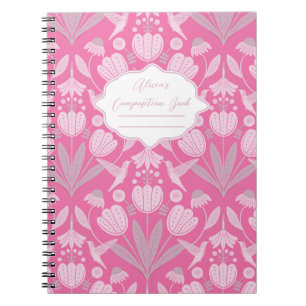 Cuaderno Colibrí Rosa Coquette Composición Personalizada