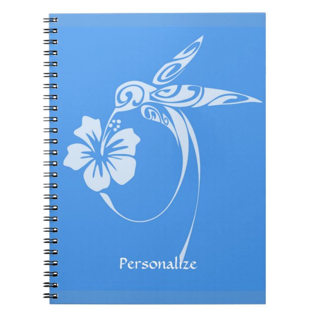 Cuaderno Colibrí Sencillo y Elegante Azul y Blanco (Frente)