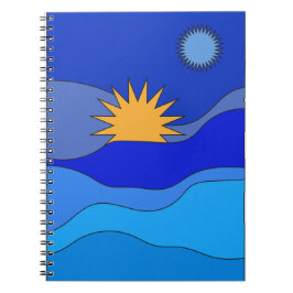 Cuaderno Colinas de luna solar paisaje abstracto azul