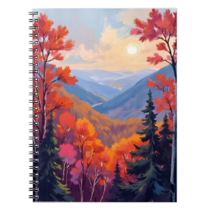 Cuaderno Colinas de otoño   Hojas de otoño Foliaje Acuarela