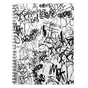 Cuaderno Collage abstracto de graffiti negro y blanco