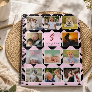 Cuaderno Collage de 11 Fotos Monograma de Nombre Personaliz