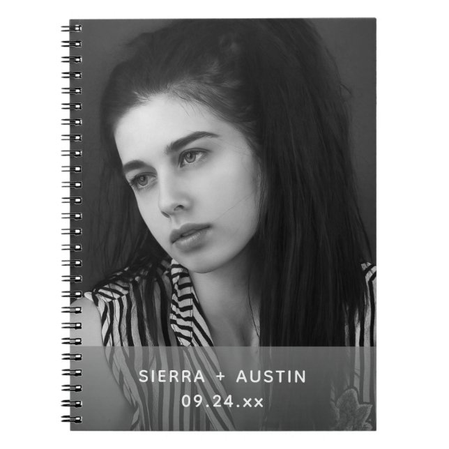Cuaderno Collage de 2 fotos personalizadas modernas (Frente)