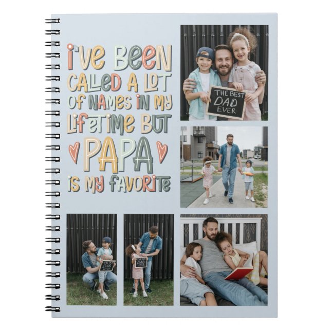 Cuaderno Collage de 5 fotos del Día del Padre (Frente)