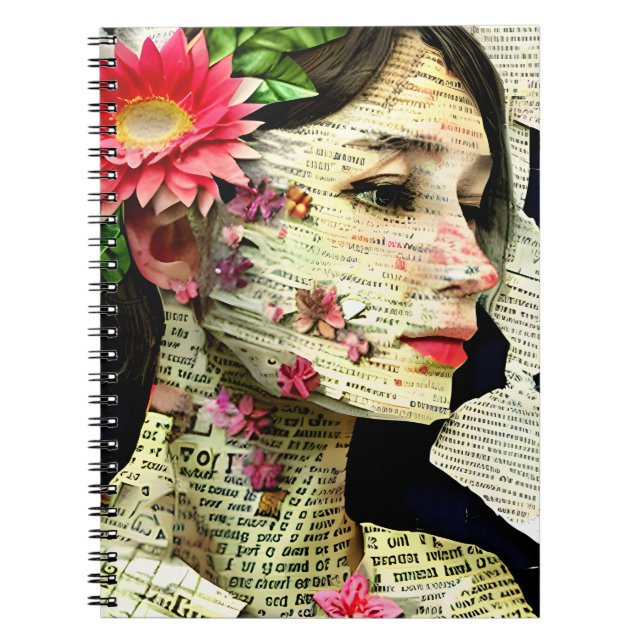 Cuaderno Collage de arte de mujer bonita   (Frente)
