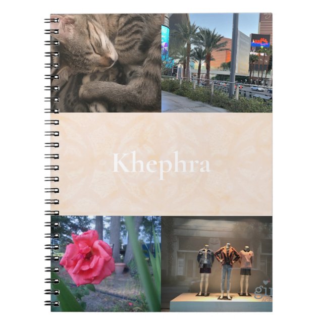 Cuaderno Collage de Batik Blanc Cream y nombre (Frente)