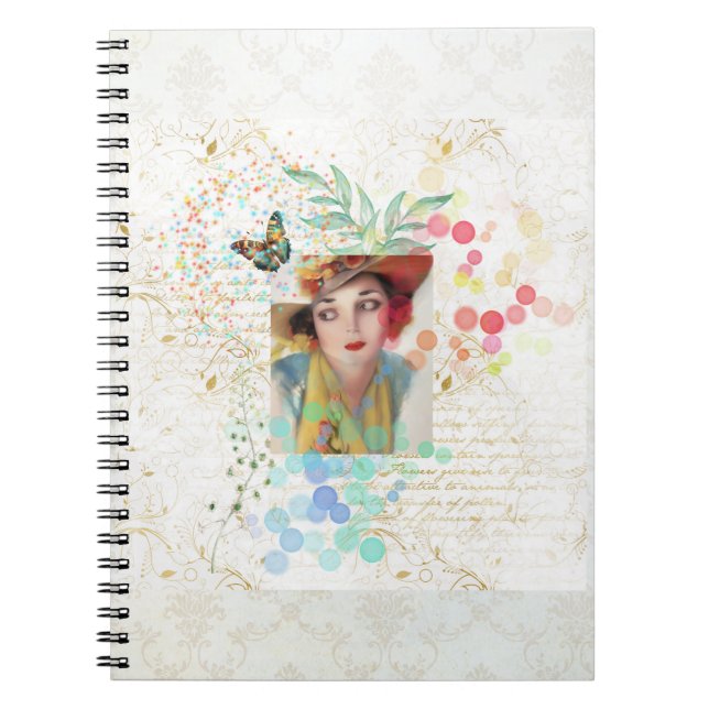 Cuaderno Collage de chicas en estilo Art Déco. (Frente)