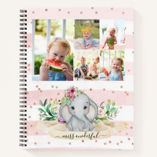Cuaderno Collage de diez fotos Miss Maravilloso Elefante Be