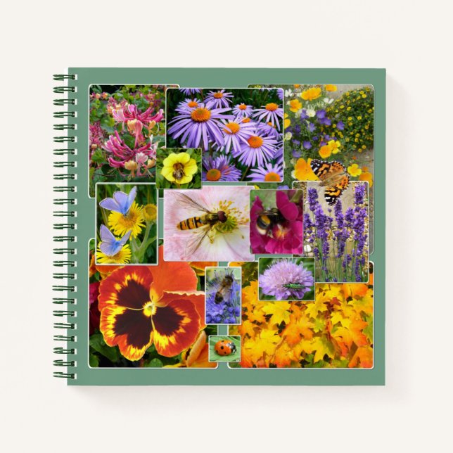 Cuaderno Collage de flores e insectos de belleza natural (Anverso)