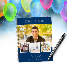 Cuaderno Collage de fotos azul marino de cumpleaños del lib