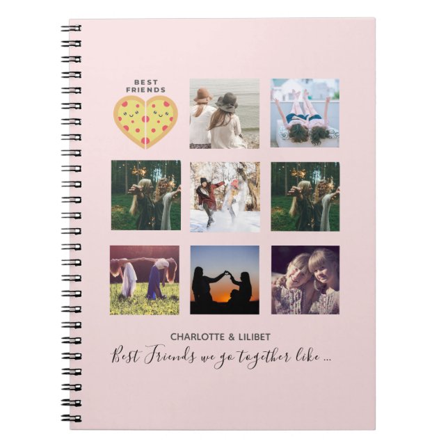 Cuaderno Collage de fotos BFF Regalos Dusty PIZZA Pink Amig (Frente)
