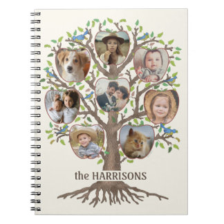 Cuaderno Collage de fotos De Árbol Familiar 8 Imágenes Nomb
