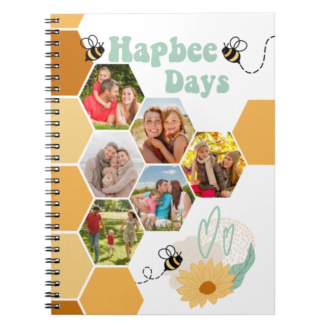 Cuaderno Collage de fotos de Honeycomb Cute Bumble Bee (Frente)